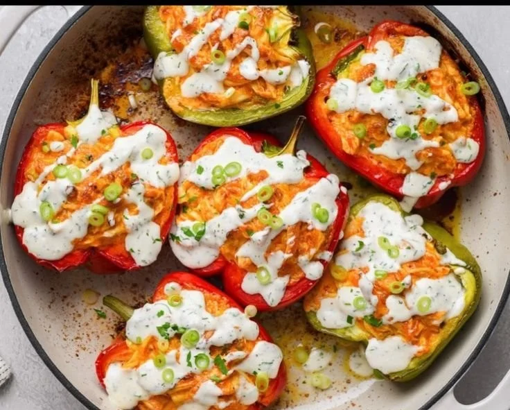 Buffalo Chicken Stuffed Peppers - Dairy Free Recipe