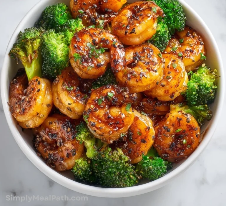 Delicious honey garlic shrimp served on a plate with vegetables