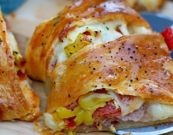 Delicious Spicy Italian Crescent Ring served on a platter