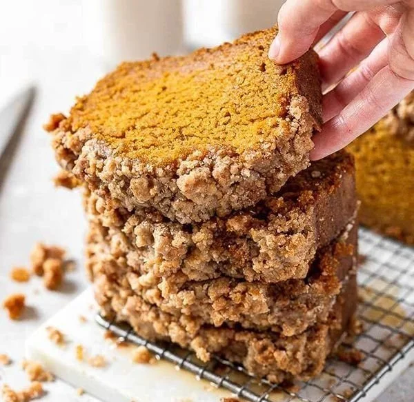 Delicious homemade pumpkin bread loaf fresh from the oven