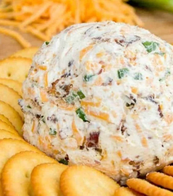 Cheddar Ranch Cheeseball on a platter - easy party recipe