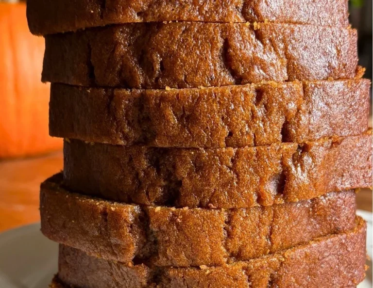 Delicious coffeehouse-style one-bowl pumpkin loaf with a rich pumpkin flavor