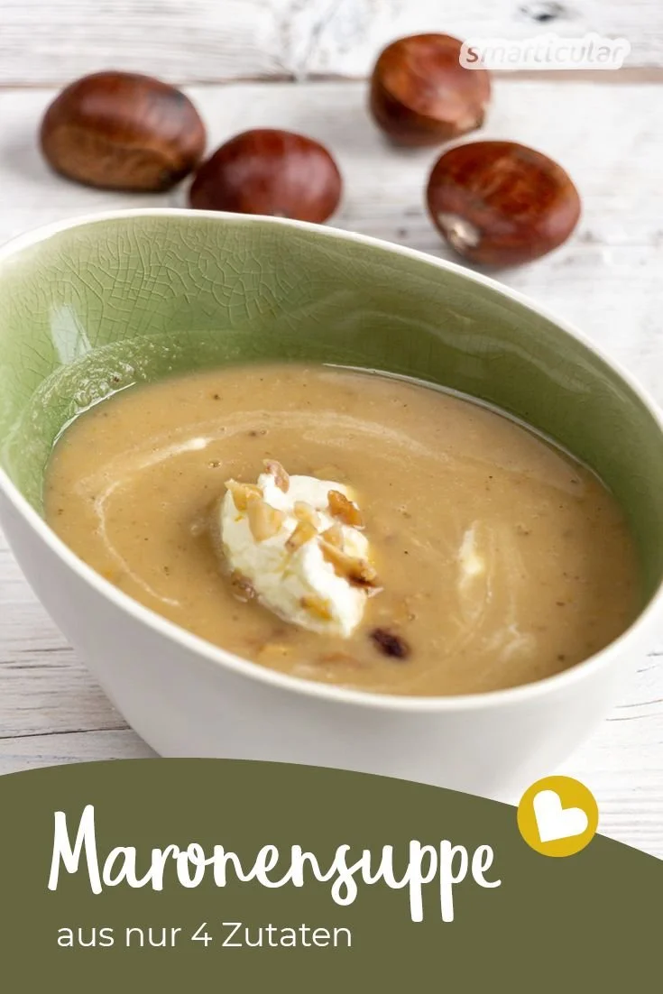 Maronensuppe aus 4 Zutaten mit regionalen Edelkastanien.