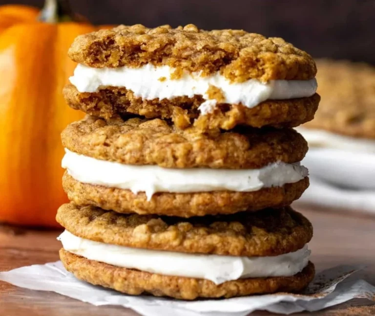 Pumpkin Oatmeal Cream Pie with creamy filling and spices