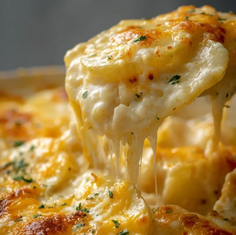 Delicious slow cooker cheesy potatoes served in a bowl.
