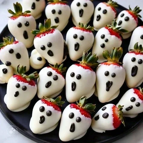 Spooky Halloween movie snacks displayed on a themed table