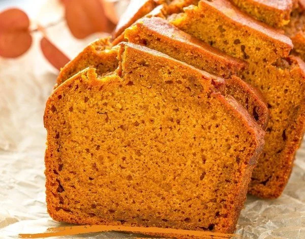Homemade Starbucks-style Pumpkin Bread slice on a plate