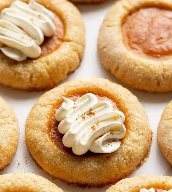 Thick chewy pumpkin pie cookies made with pumpkin spice